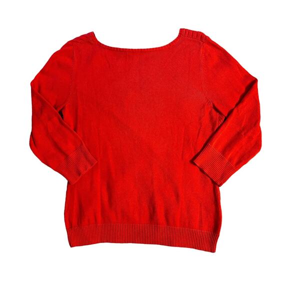 Cable & Gauge Red Ribbed Scoop Neck Sweater Womens Size M - Picture 9 of 9